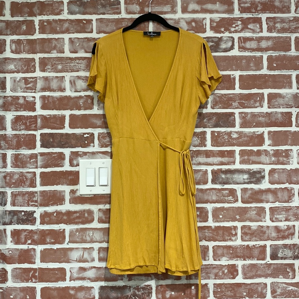 Lulu's Harbor Point Mustard Yellow Wrap Dress Pre-owned